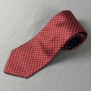 Vintage Tommy Hilfiger 100% Silk Red Micro Pattern Classic Preppy Tie
